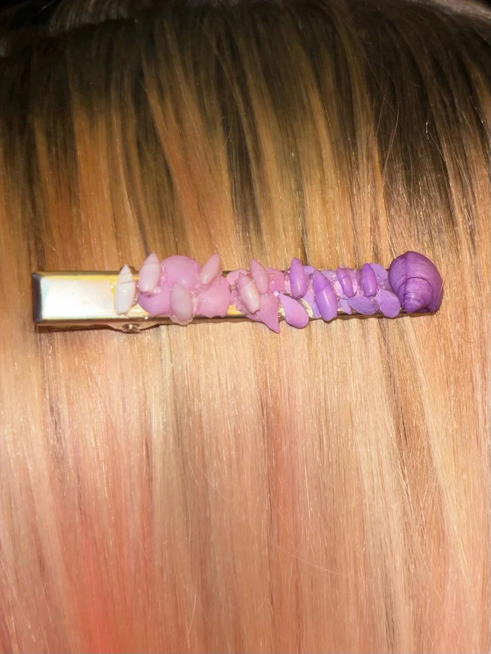 Purple & Pink Shell Hair Clip Barrette